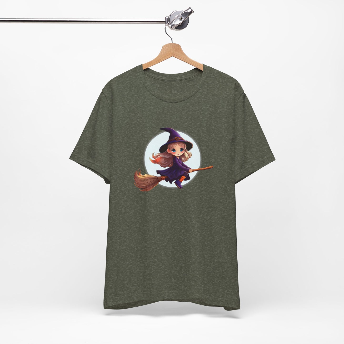 Cute Witch on a Broom Halloween Shirt – Adorable Flying Witch Graphic Tee for Kids and Magic Lovers