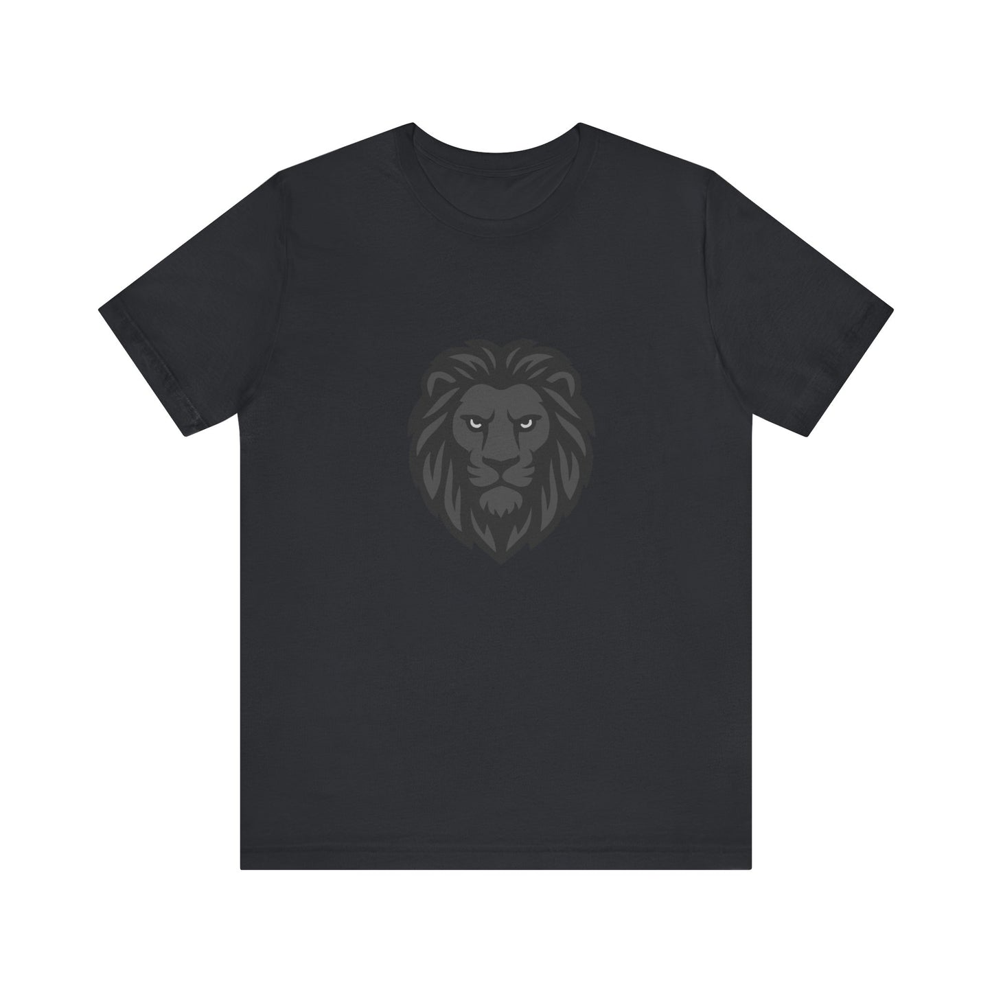 Dark Lion Graphic T-Shirt – Dark Theme Grayscale Lion Face Design on Black Tee for Strength, Confidence, and Modern Ghost Effect Style. Unisex Jersey Short Sleeve Tee