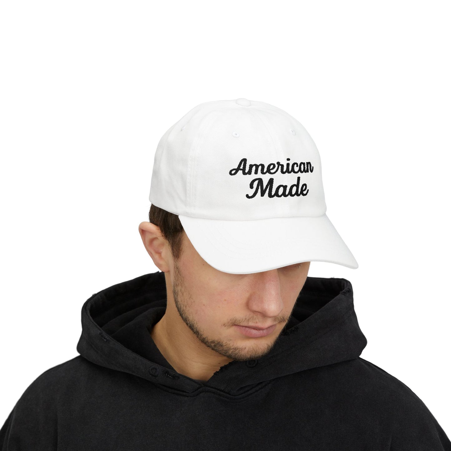 American Made Classic Dad Hat – Embroidered Patriotic Baseball Hat with Retro Script for USA Pride and Everyday Wear