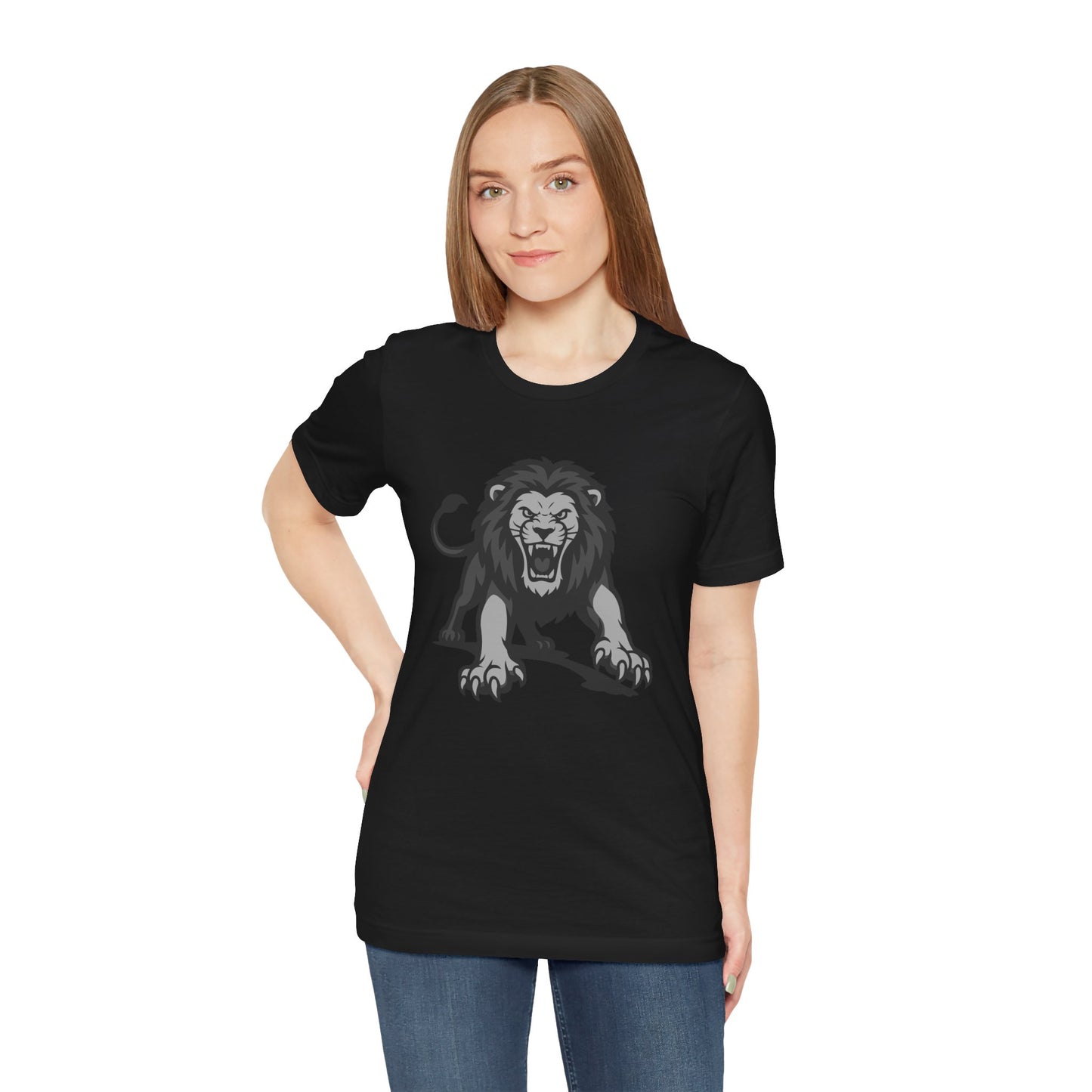 Roaring Lion Graphic Tee Dark Theme – Fierce Predator Design for Bold Style