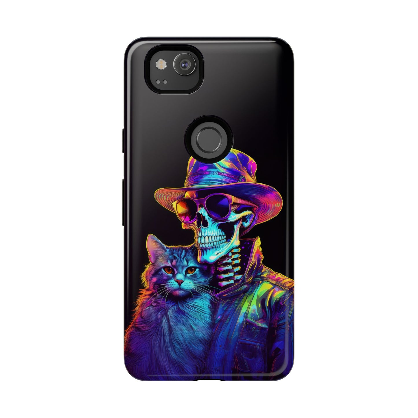 Skeleton holding a Cat Cell Phone Case 002