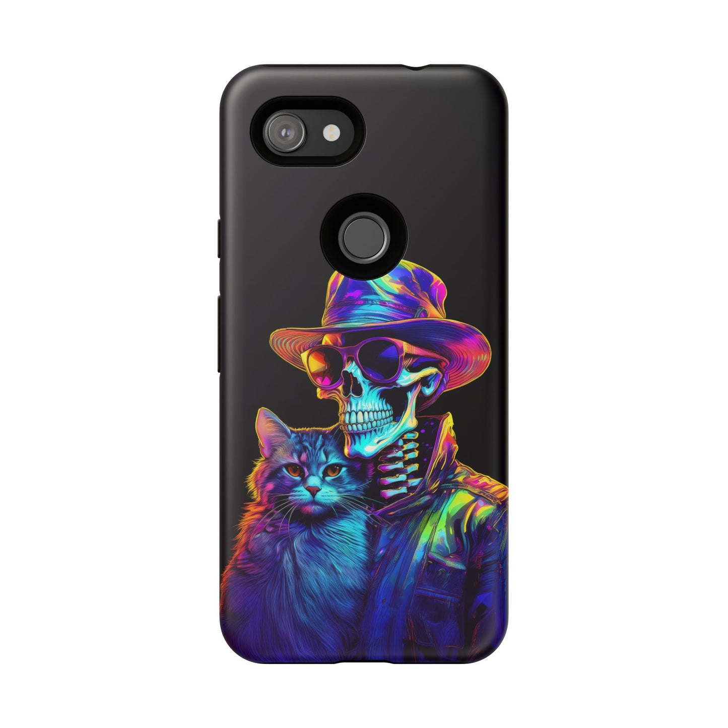 Skeleton holding a Cat Cell Phone Case 002