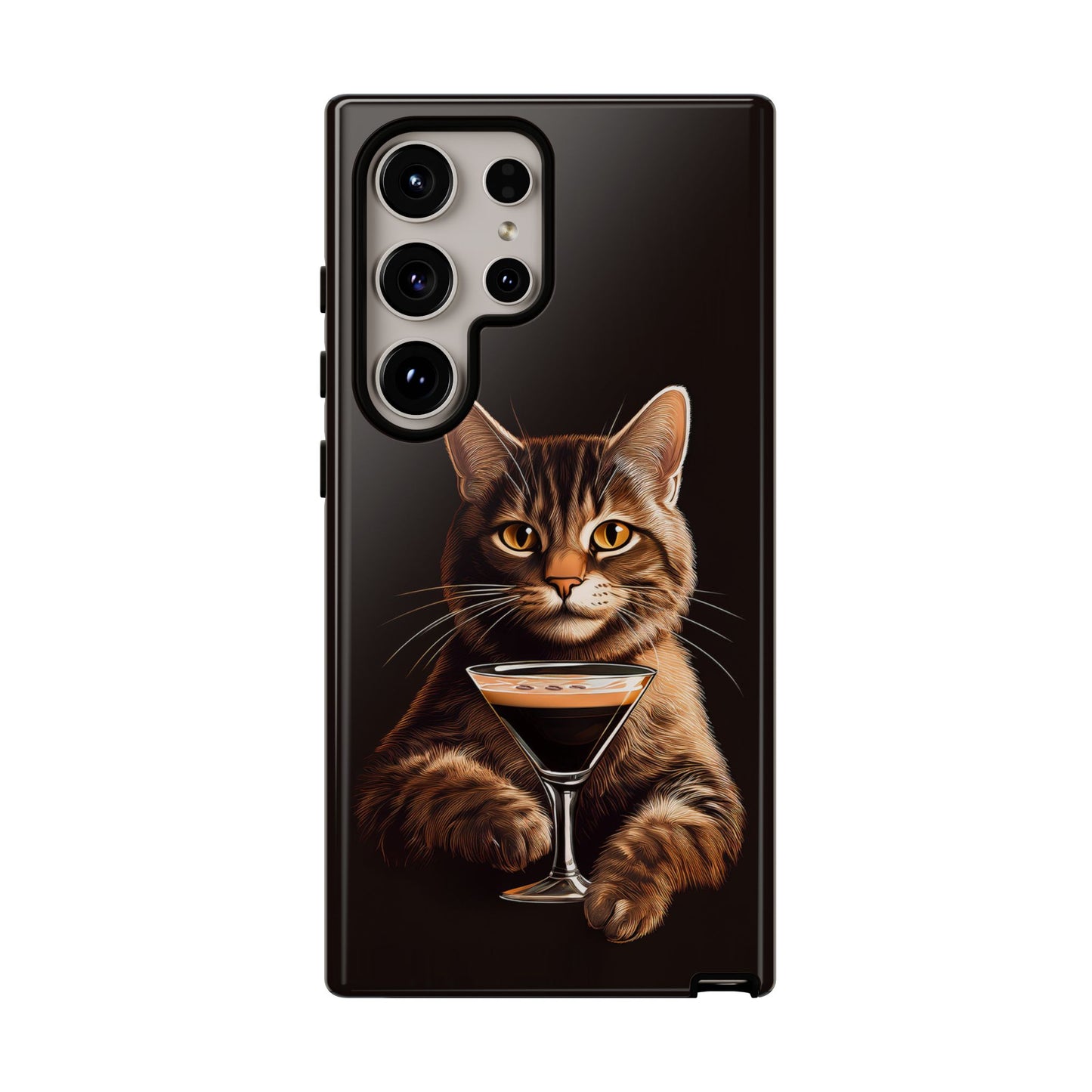 Sophisticated Cat with Espresso Martini Cell Phone Case 001