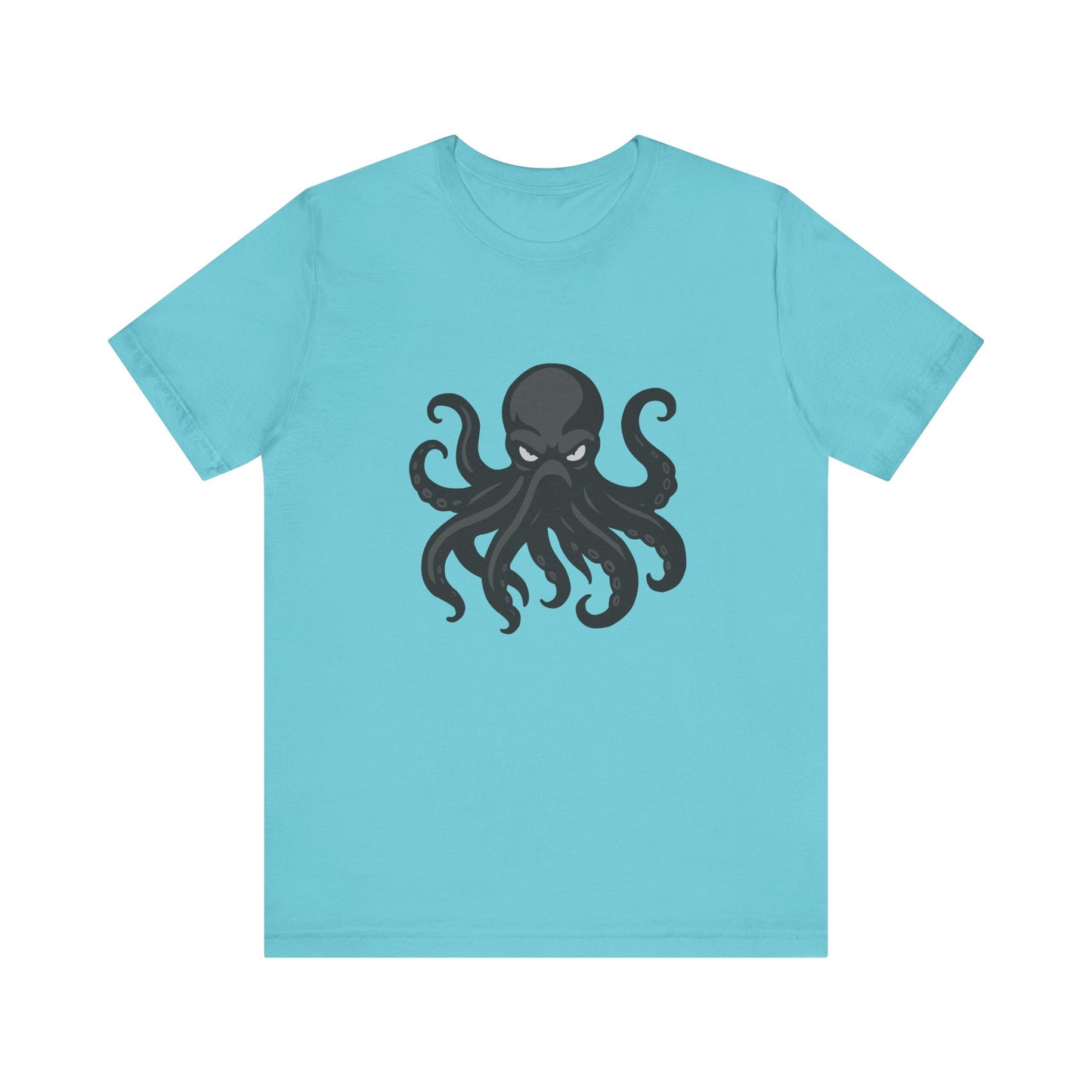 Dark Theme Octopus Graphic T-Shirt – Fierce Grayscale Tentacle Design on Black Tee with Bold Energy and Modern Ghost Effect. Unisex Jersey Short Sleeve Tee