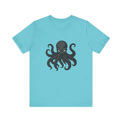 Dark Theme Octopus Graphic T-Shirt – Fierce Grayscale Tentacle Design on Black Tee with Bold Energy and Modern Ghost Effect. Unisex Jersey Short Sleeve Tee