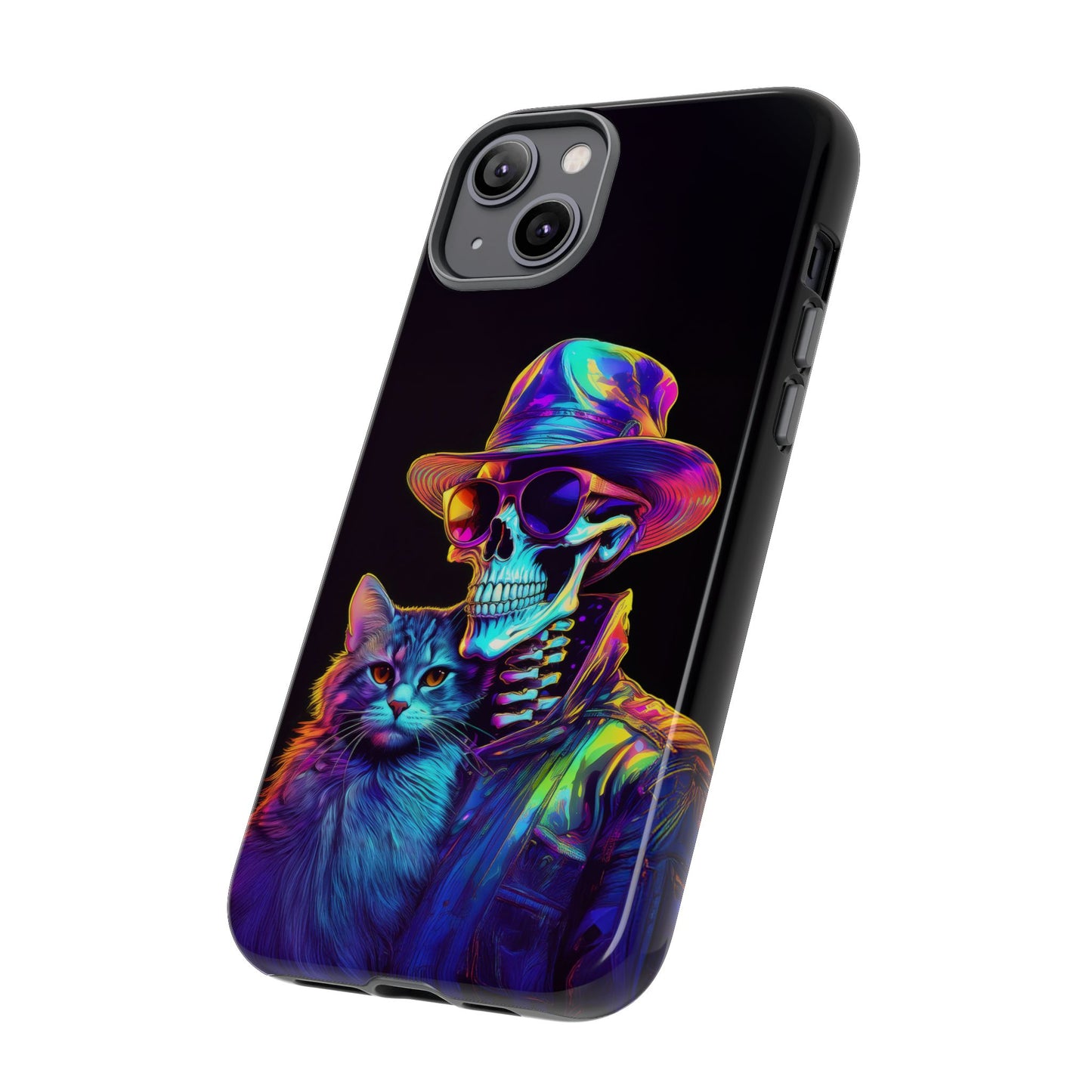 Skeleton holding a Cat Cell Phone Case 002