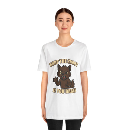 Boop the Snoot If You Dare Halloween Shirt – Funny Werewolf Halloween Graphic Unisex Jersey Short Sleeve Tee for Dog Lovers.