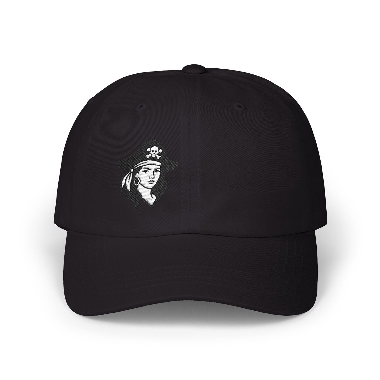 Pirate Girl Embroidered Classic Dad Hat – Bold Skull and Crossbones Graphic for Edgy Style, Retro Vibes, and Pirate-Themed Flair