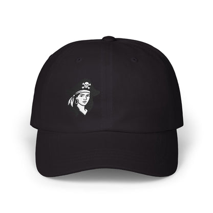 Pirate Girl Embroidered Classic Dad Hat – Bold Skull and Crossbones Graphic for Edgy Style, Retro Vibes, and Pirate-Themed Flair