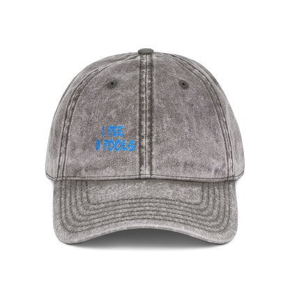 I Pee In Pools Vintage Hat – Funny Hat with Bold Blue Text for Lifeguard Terrors and Poolside Menaces