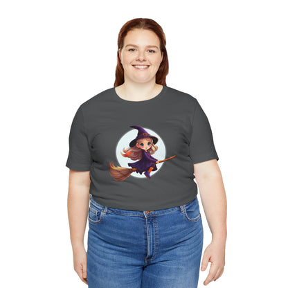 Cute Witch on a Broom Halloween Shirt – Adorable Flying Witch Graphic Tee for Kids and Magic Lovers