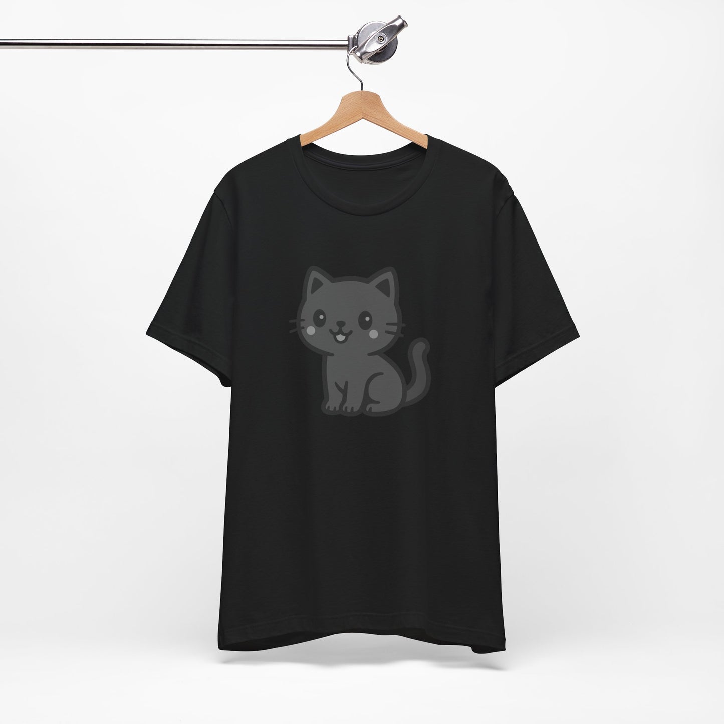 Cute Cat Graphic Tee Dark Theme – Kawaii Vector Design for Cat Lovers with Subtle Style