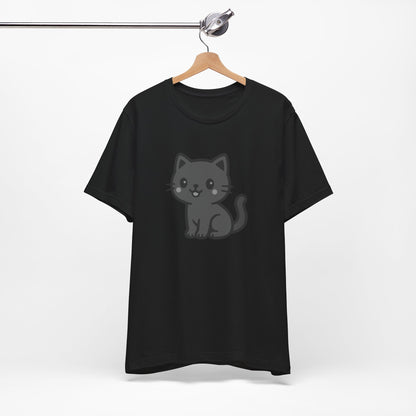 Cute Cat Graphic Tee Dark Theme – Kawaii Vector Design for Cat Lovers with Subtle Style