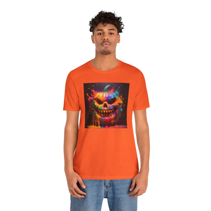 Neon Splatter Pumpkin Halloween Shirt – Vibrant Dripping Jack-o’-Lantern Graphic Tee for Bold Spooky Style