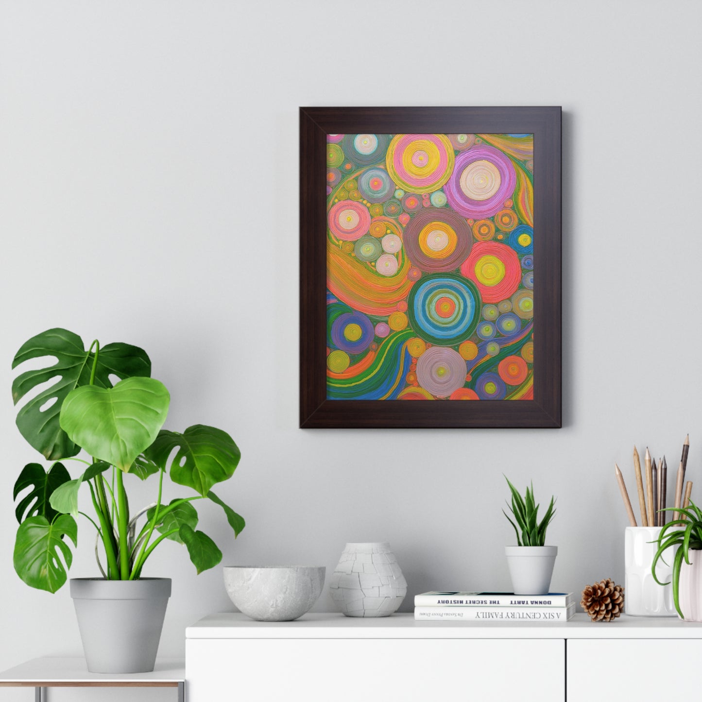 Seeing Circles Framed Vertical Poster - Vibrant Wall Art for Home Decor