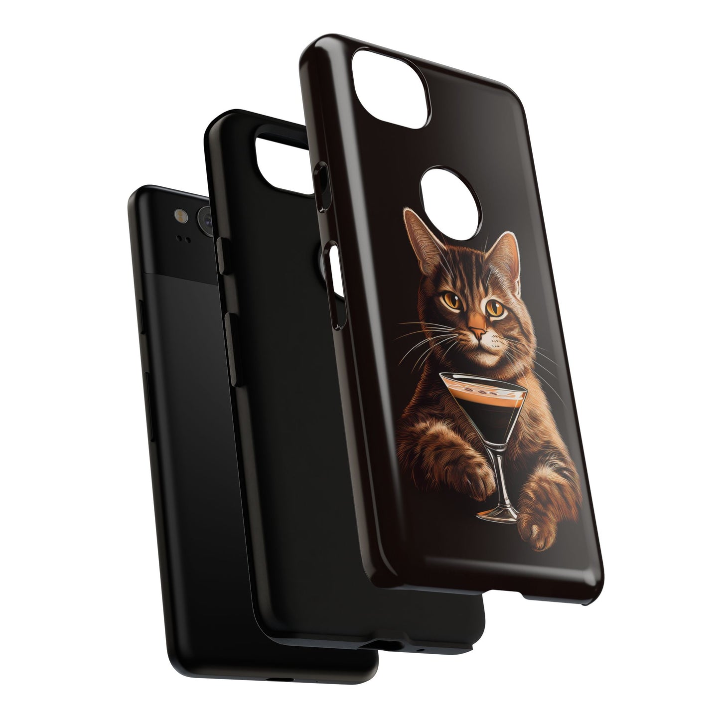 Sophisticated Cat with Espresso Martini Cell Phone Case 001