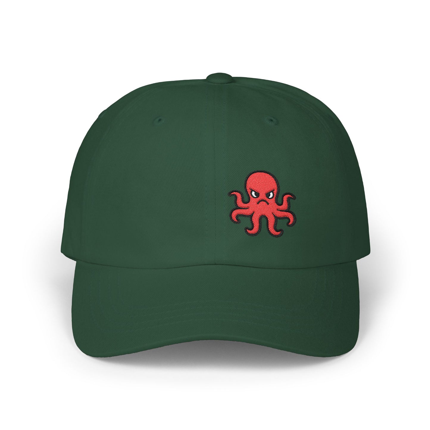 Angry Octopus Classic Dad Hat – Embroidered Red Sea Creature Hat with Bold Attitude and Cartoon Vibes