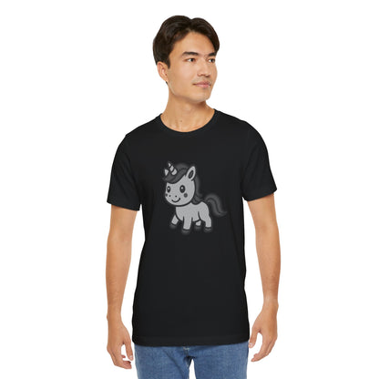 Cute Unicorn Graphic Tee Dark Theme – Kawaii Vector Design with Whimsical Charm