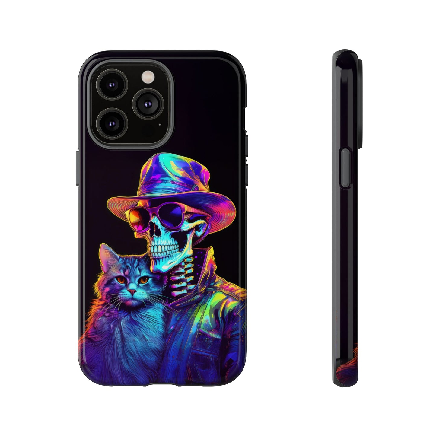 Skeleton holding a Cat Cell Phone Case 002