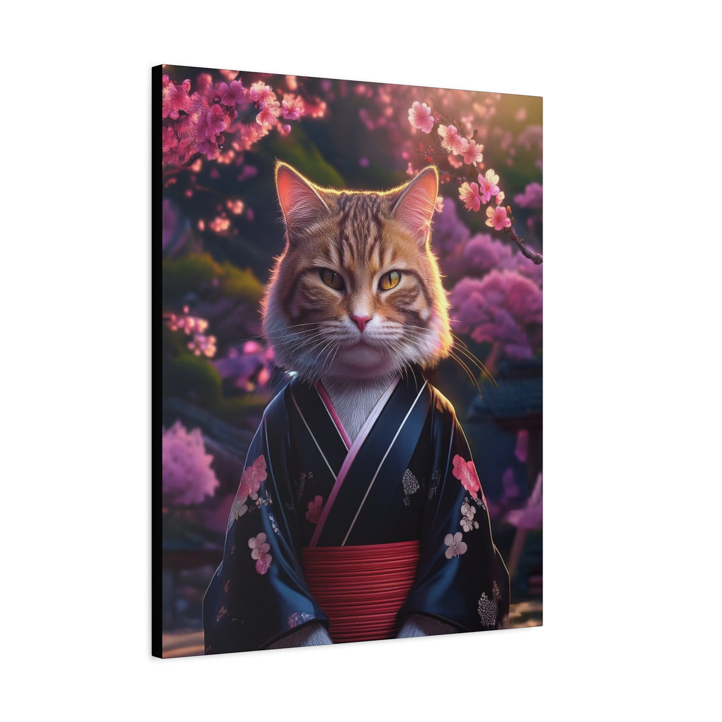 Cat Geisha Canvas Art | Stretched Matte Wall Decor 001