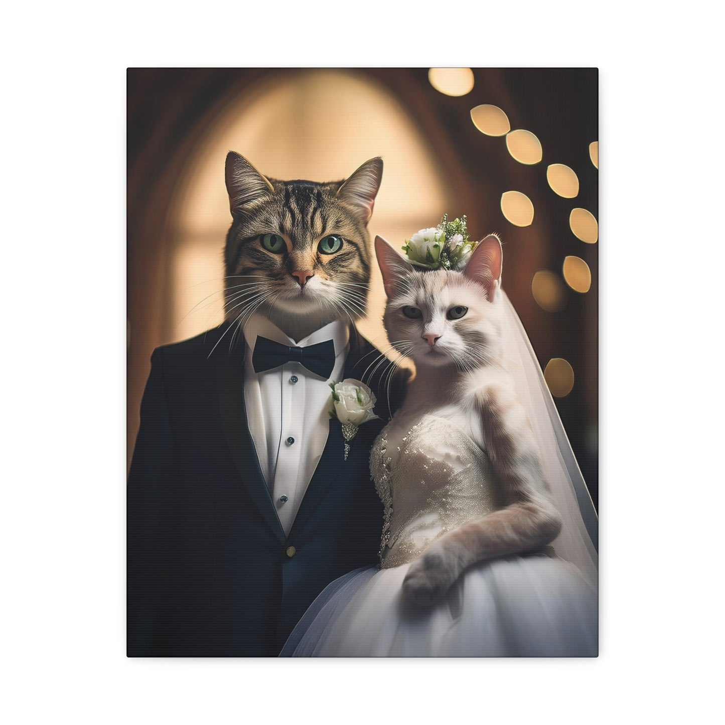 Cat Wedding Day Canvas Art | Stretched Matte Wall Decor 001