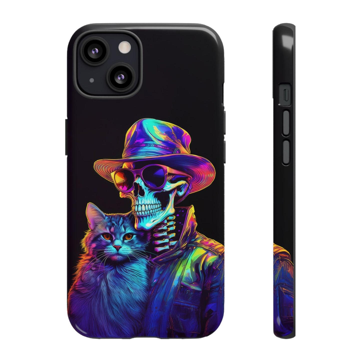 Skeleton holding a Cat Cell Phone Case 002