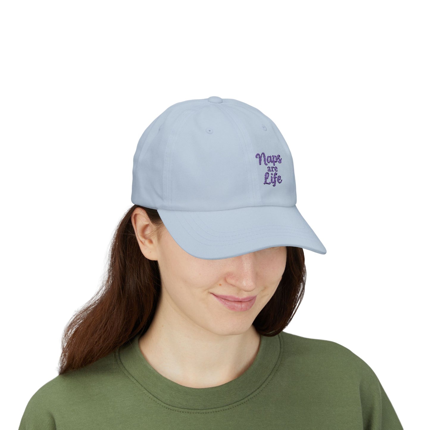 Naps Are Life Embroidered Classic Dad Hat – Cozy Comfort Hat for Nap Lovers, Rest Day Mood, and Chill Style. Purple Letters