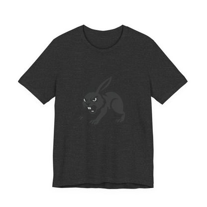 Angry Bunny Graphic T-Shirt – Fierce Black Rabbit Dark Theme Design on Dark Tee for Streetwear, Gym Style, or Bold Animal Aesthetic. Unisex Jersey Short Sleeve Tee
