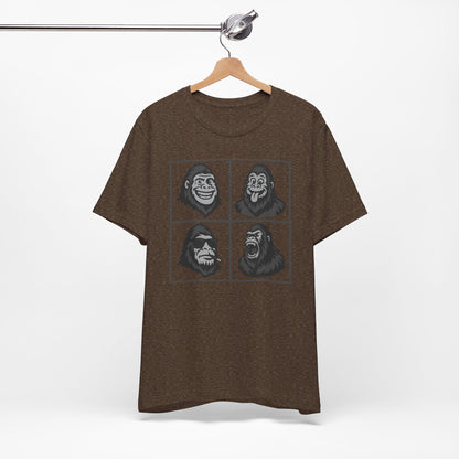 Bigfoot Expression Collage Graphic Tee Dark Theme – Funny and Fierce Sasquatch Faces Design