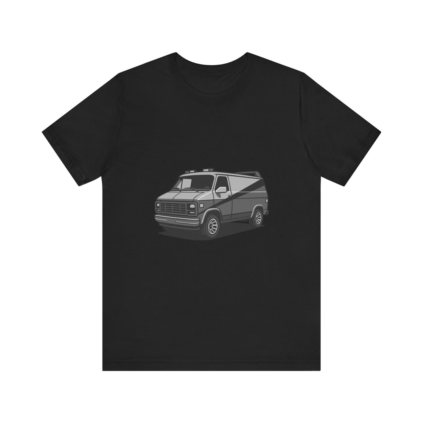 Retro Van Graphic Tee Dark Theme – 80s Vector Design with Classic Adventure Vibes