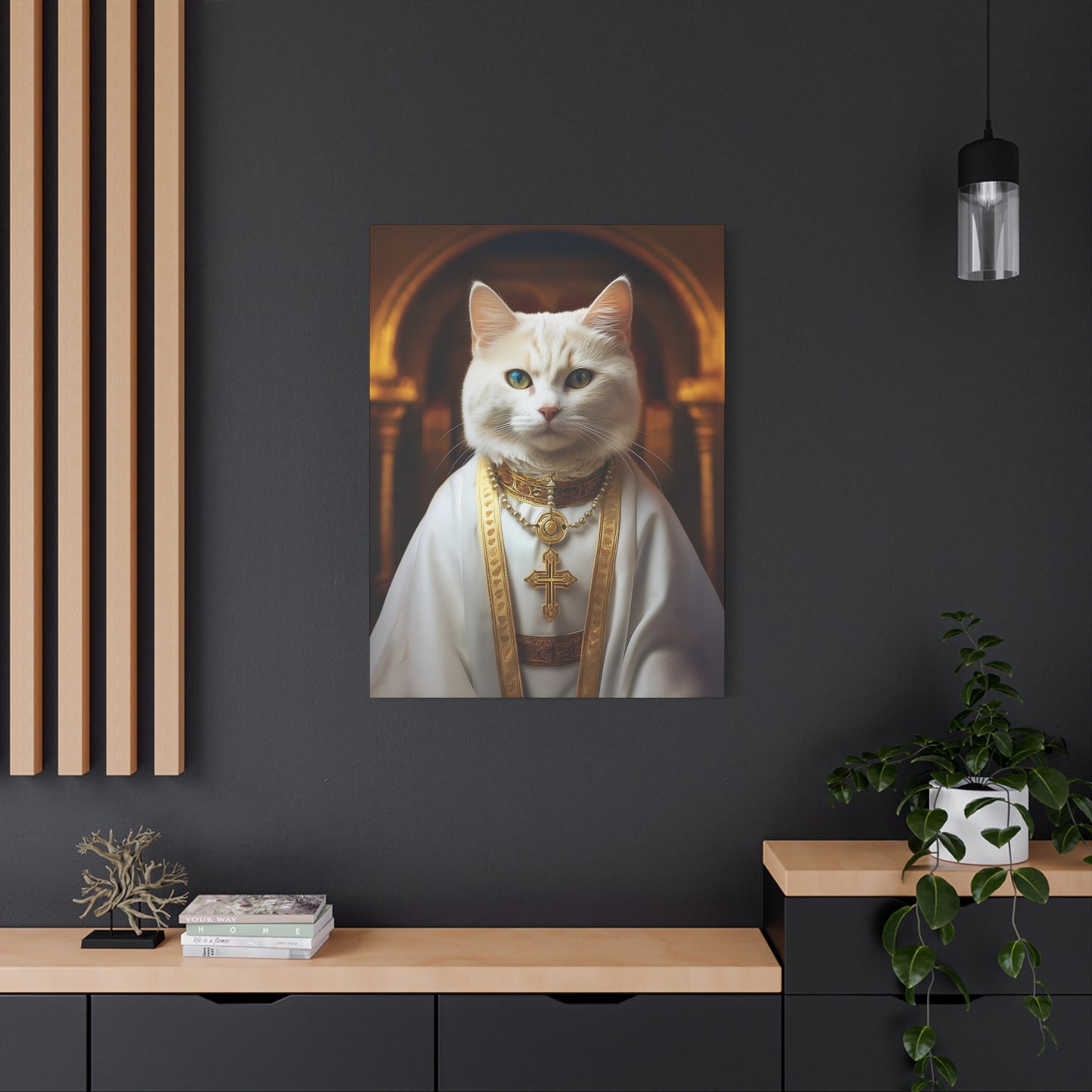 Cat-holic Priest Canvas Art | Stretched Matte Wall Decor