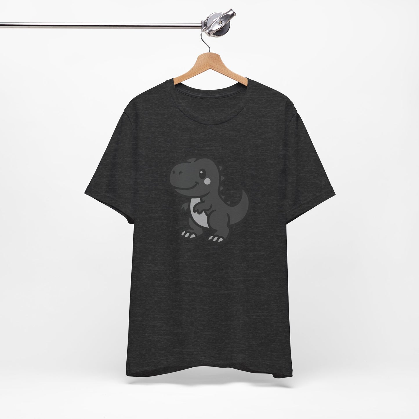 Cute T-Rex Graphic Tee Dark Theme – Kawaii Dinosaur Vector Design for Playful Style