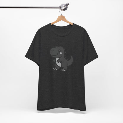 Cute T-Rex Graphic Tee Dark Theme – Kawaii Dinosaur Vector Design for Playful Style