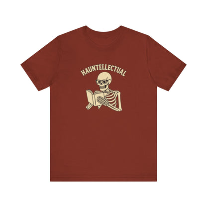 Hauntellectual Halloween Shirt – Funny Skeleton Reading Book Tee for Spooky Smart People
