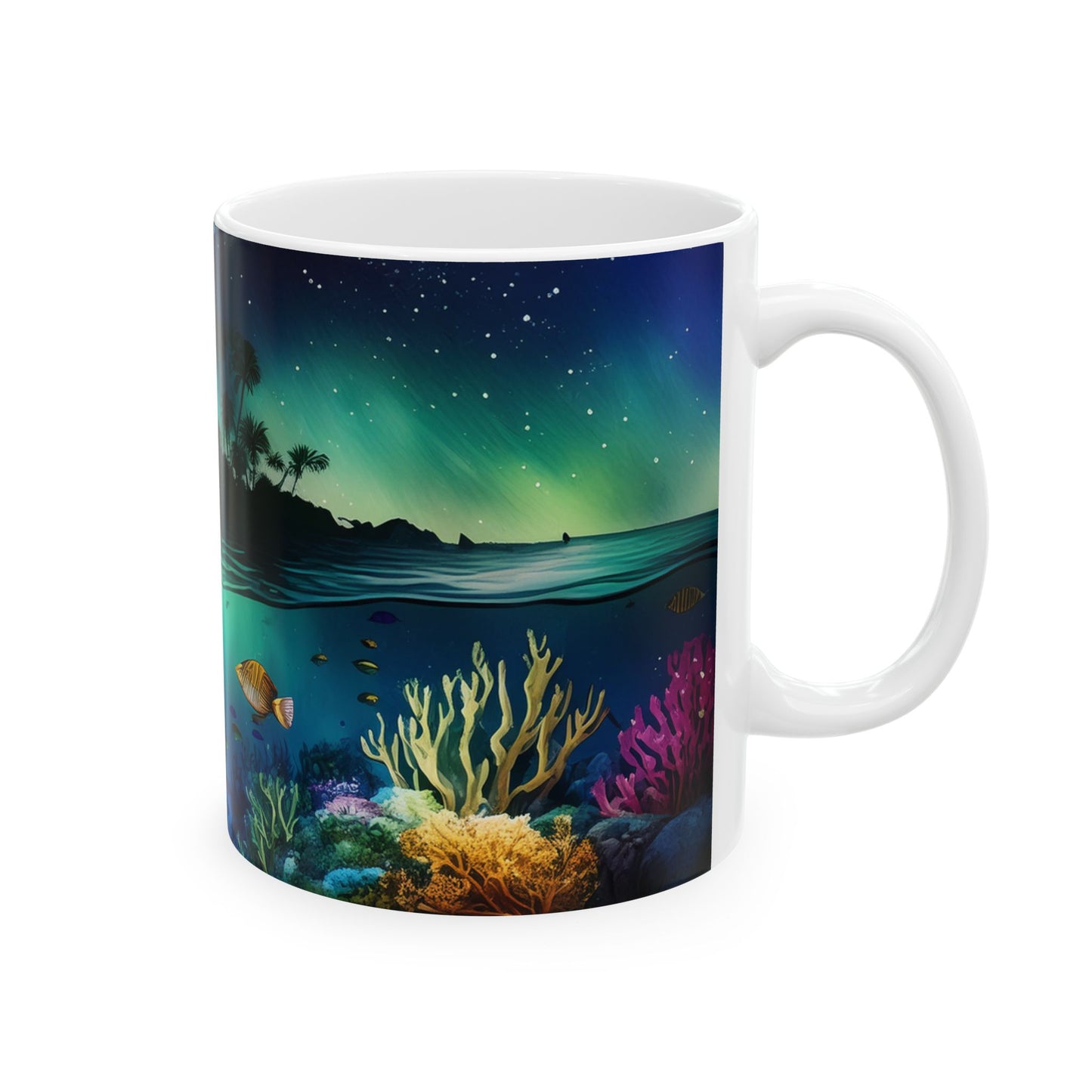 Auroras Over The Ocean Ceramic Mug, (11oz, 15oz)