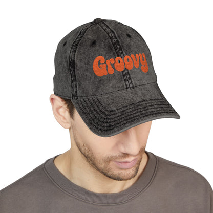 Groovy Vintage Hat – Retro Embroidered Hat with 70s Style Font for Funky Vibes, Chill Days, and Vintage Cool
