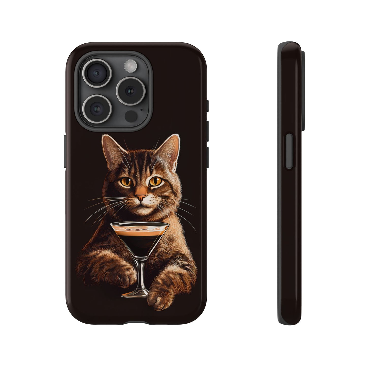 Sophisticated Cat with Espresso Martini Cell Phone Case 001