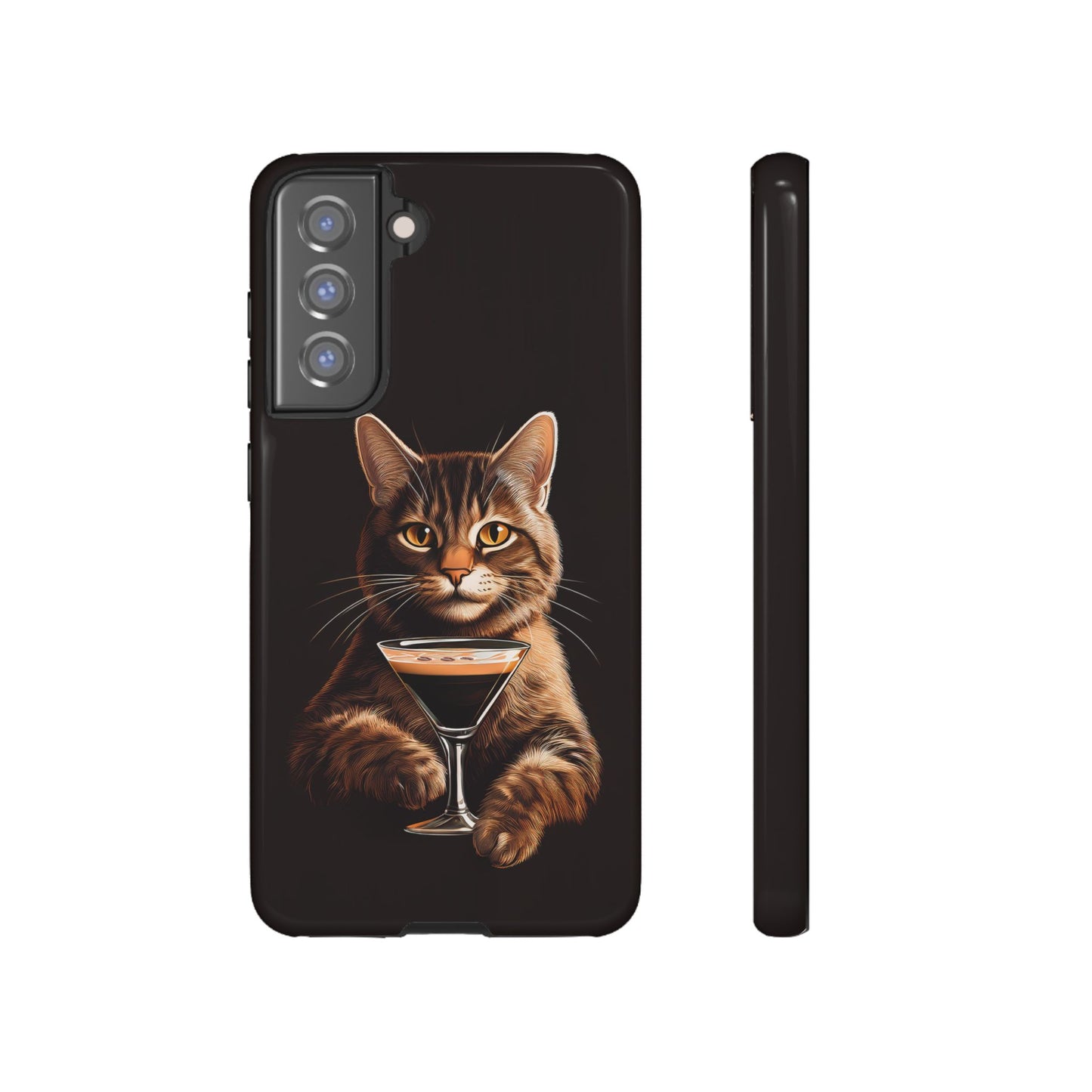 Sophisticated Cat with Espresso Martini Cell Phone Case 001