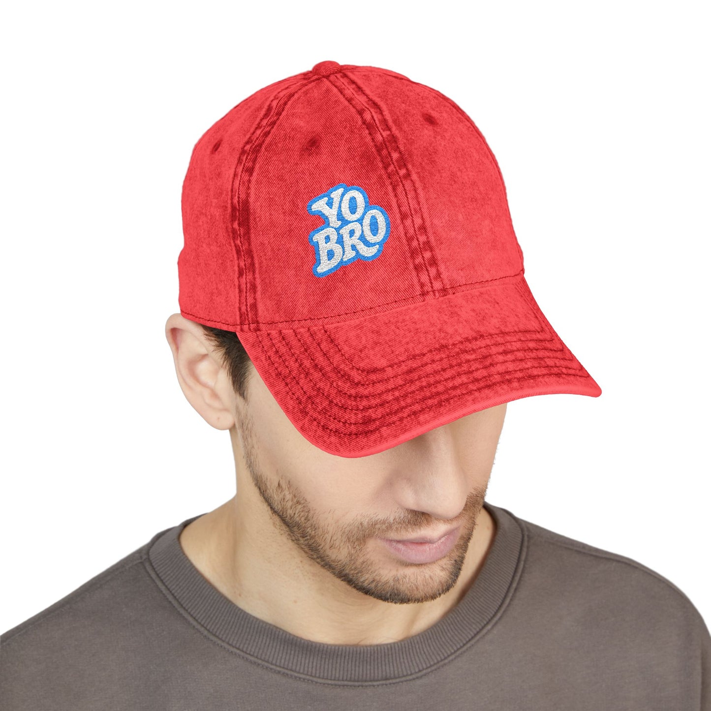 Yo Bro Vintage Hat – Funny Bold Embroidered Hat for Men and Women with Bro Energy