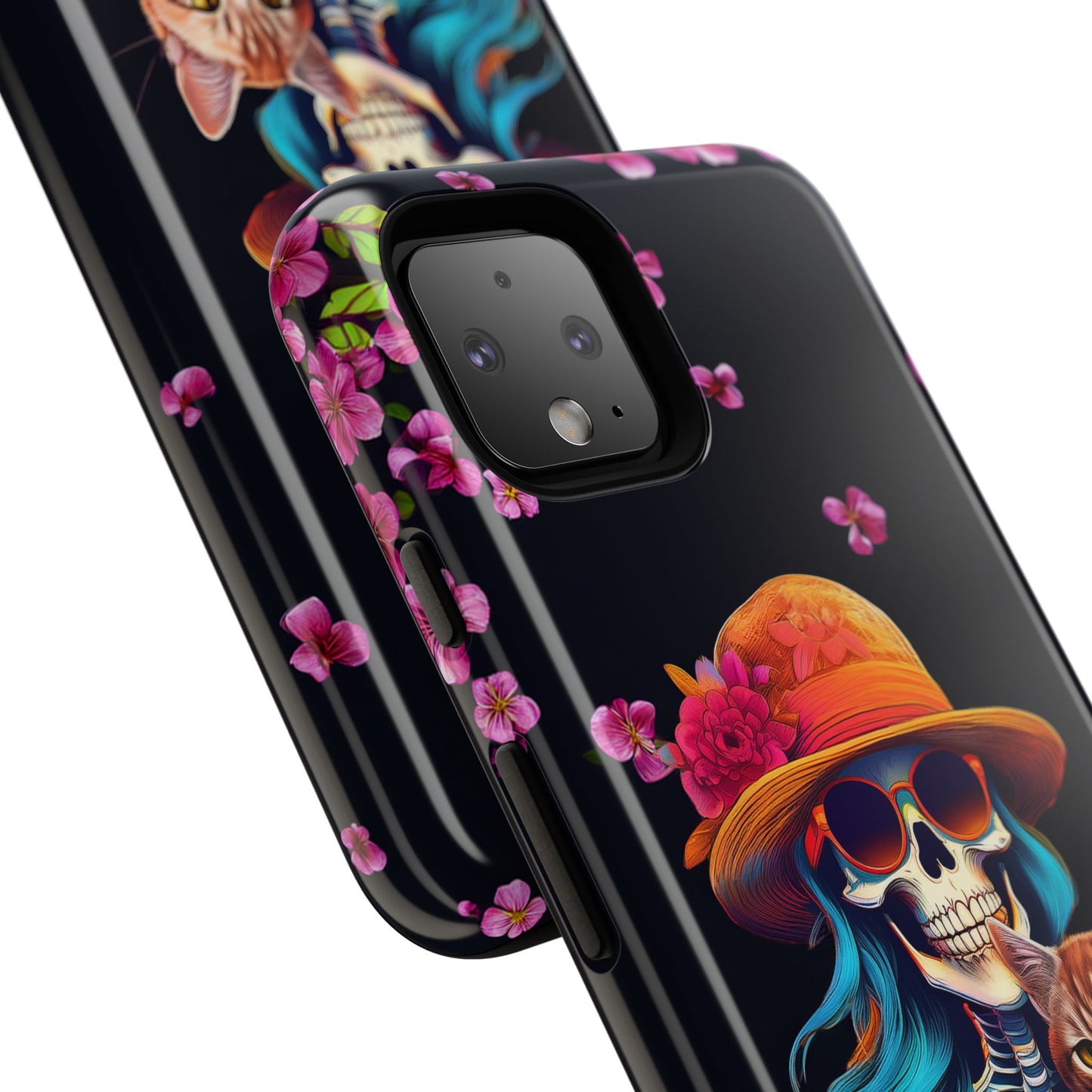 Skeleton holding a Cat Cell Phone Case 001