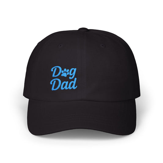 Dog Dad Classic Dad Hat – Embroidered Minimalist Dog Face Hat for Proud Pet Dads and Canine Companions. Blue Letters