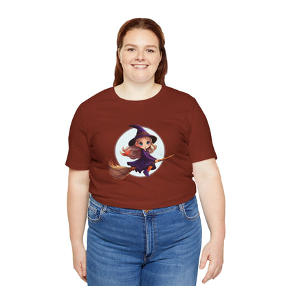 Cute Witch on a Broom Halloween Shirt – Adorable Flying Witch Graphic Tee for Kids and Magic Lovers