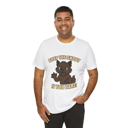Boop the Snoot If You Dare Halloween Shirt – Funny Werewolf Halloween Graphic Unisex Jersey Short Sleeve Tee for Dog Lovers.