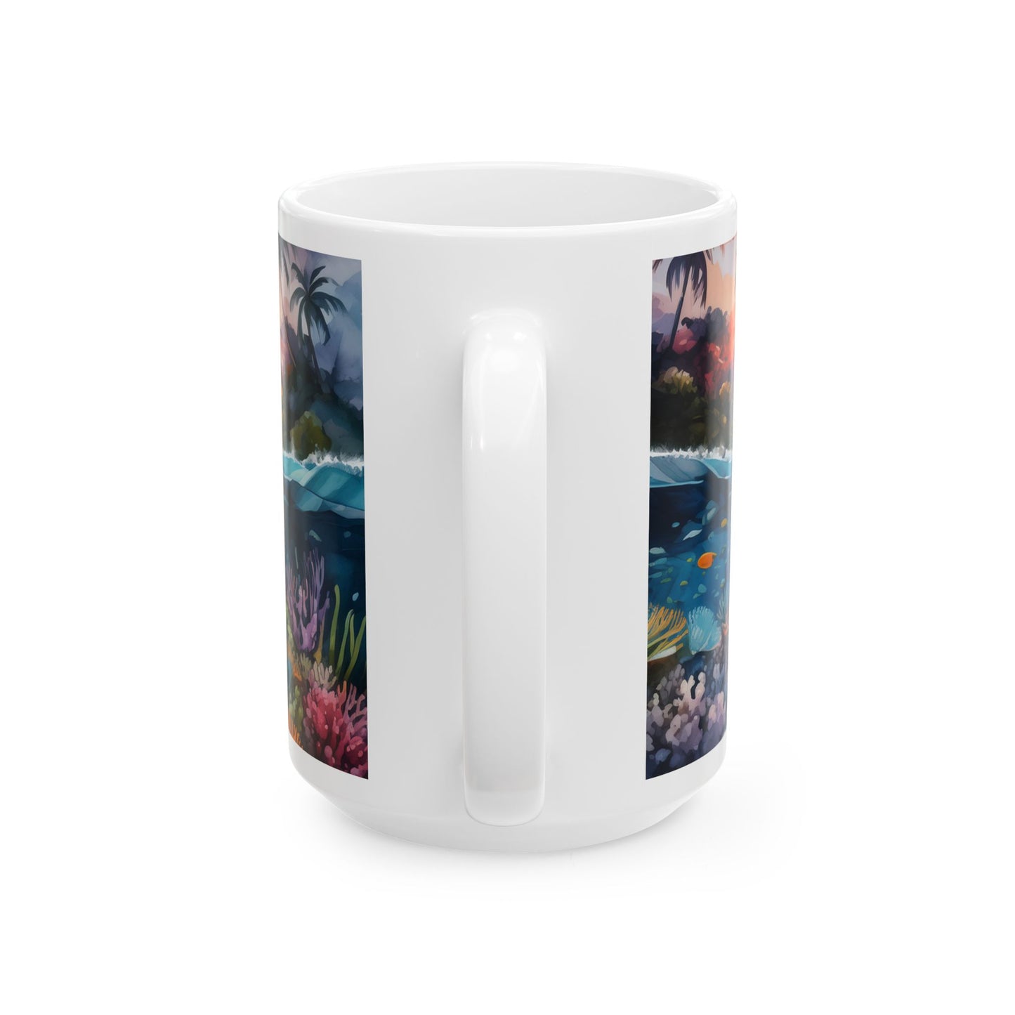 Above and Below Watercolor Ceramic Mug, (11oz, 15oz)