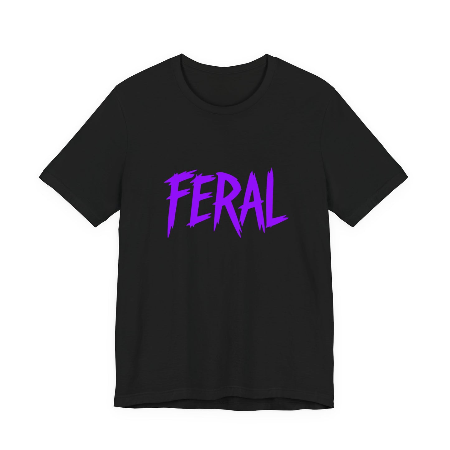 Colorful Design FERAL Shirt – Bold Purple Graphic Tee for Untamed Women Who Embrace Their Wild Side. Unisex Jersey Short Sleeve Tee