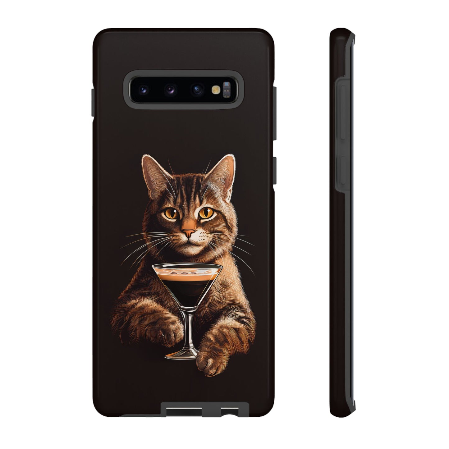 Sophisticated Cat with Espresso Martini Cell Phone Case 001