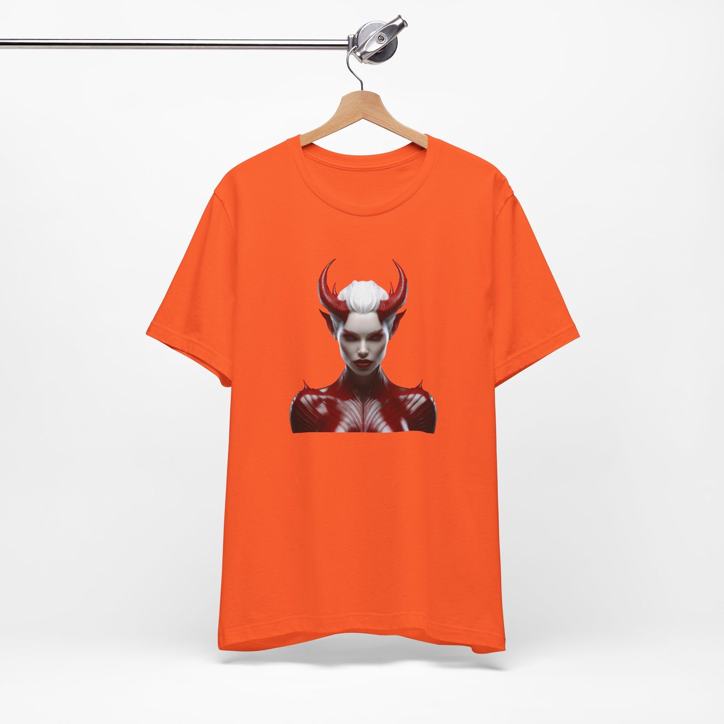 Fierce Devil Woman Halloween Shirt – Seductive Demon Graphic Tee for Bold Halloween Style