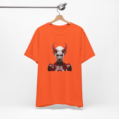 Fierce Devil Woman Halloween Shirt – Seductive Demon Graphic Tee for Bold Halloween Style