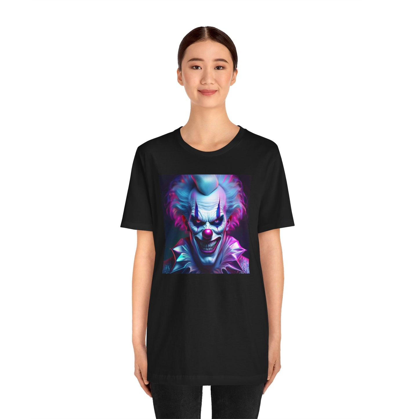 Scary Clown Halloween Shirt – Creepy Evil Clown Face Graphic Tee for Horror Fans. Unisex Jersey Short Sleeve Tee