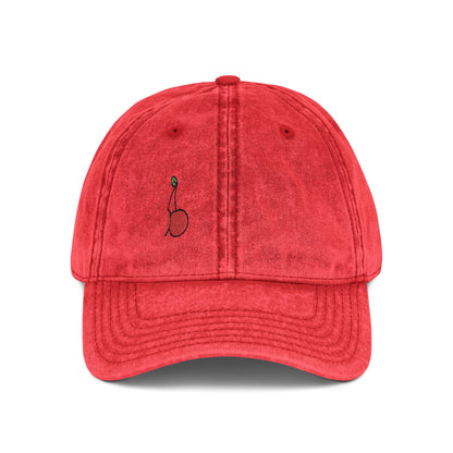 Cherries Vintage Hat – Embroidered Red Fruit Hat with Bold Minimalist Design and Flirty Style